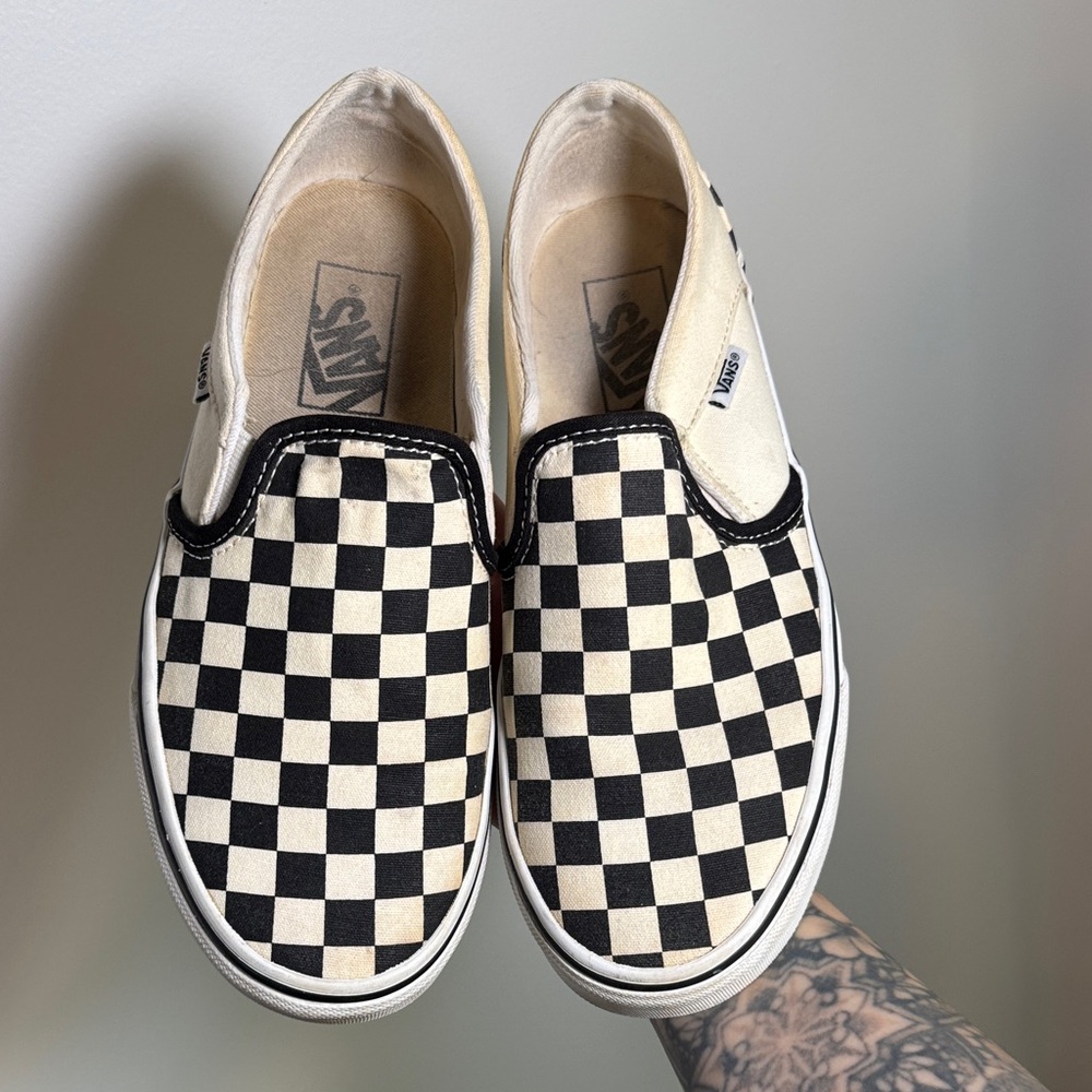 Vans Black and White Checkerboard Slip-Ons - Picture 1 of 6
